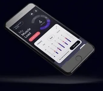 Phone showing the MLI® app’s My Muscle Load screen with a weekly history chart